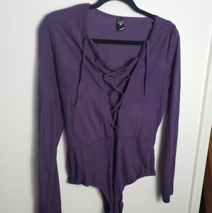 Suede long sleeve bodysuit